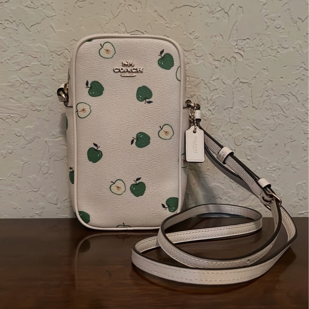 Coach North/South Zip Crossbody With Apple Print Gem